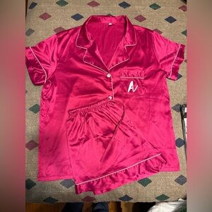 Women's Satin Pajama Set - Pink